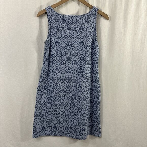 Eddie Bauer Blue Geo Print Cowl Neck Outdoor Sleeveless Dress Womens Size PM - Picture 2 of 8